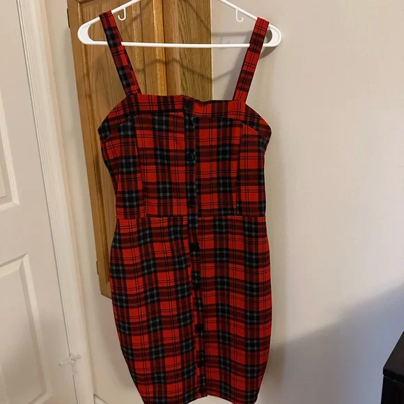 1990s Clueless Plaid Mini Dress Grunge Core | Color: Red | Size: 6 | Sunmoonstarrz's Closet